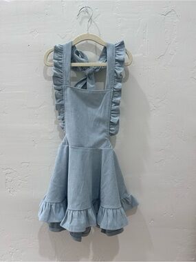 Toddler light Blue Ruffle Pinafore Dress